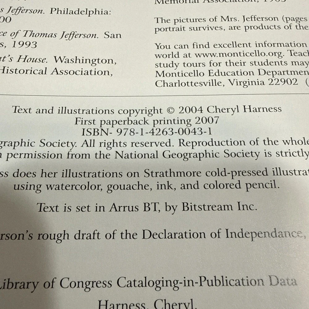 Thomas Jefferson Cheryl Harness National Geographic 2007 Paperback Biography‎